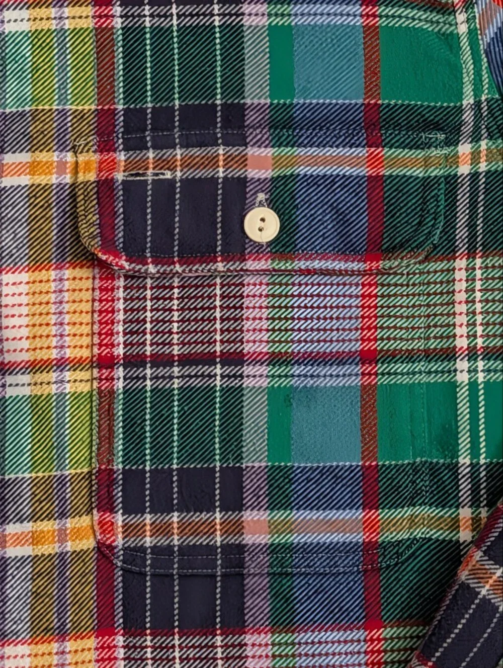 Polo Ralph Lauren Classic Fit Green Plaid Flannel Workshirt Size L Men's